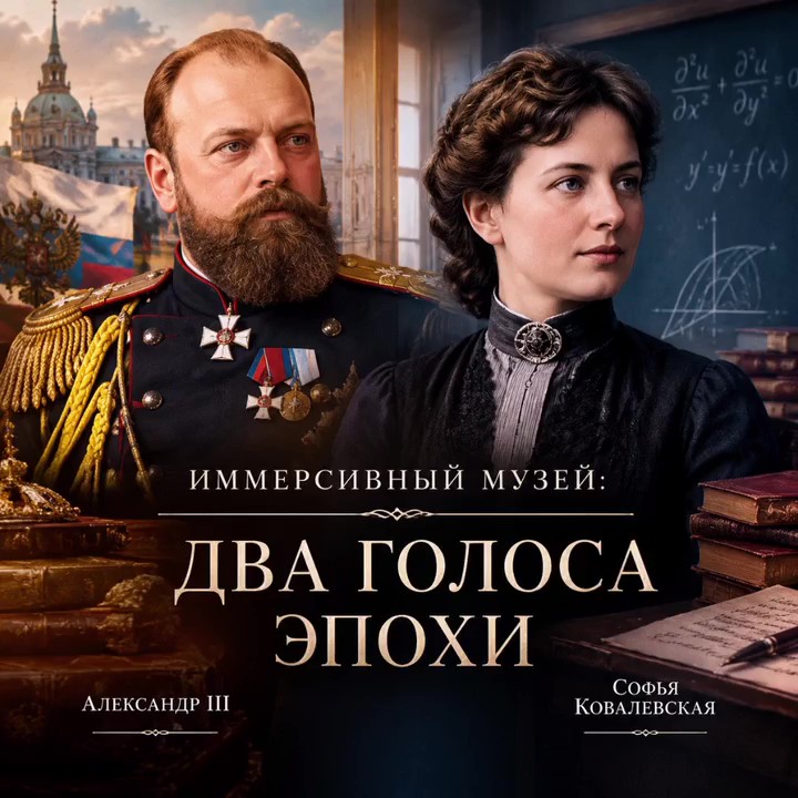✨️ Четвертый зал иммерсивного музея — это дуэт Александра III и Софьи Ковалевской.